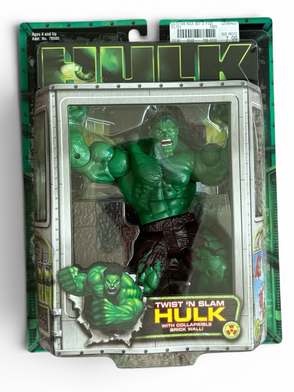Vintage 2003 Marvel Hulk Twist 'N Slam Action Figure - Green & Brown